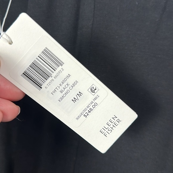 Eileen Fisher Black Kimono Cardigan find tinsel jersey size medium.NWT - Picture 6 of 13